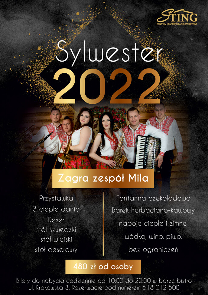 Sting Mszana Dolna Sylwester 2022 plakat
